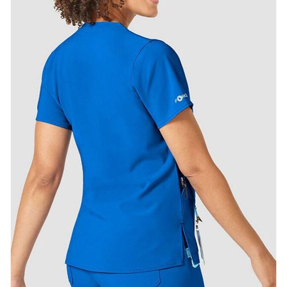 ~ Carhartt Force Sm Scrub Top V-neck Pockets Womens Cross-Flex Aqua Scrubs - Picture 3 of 16